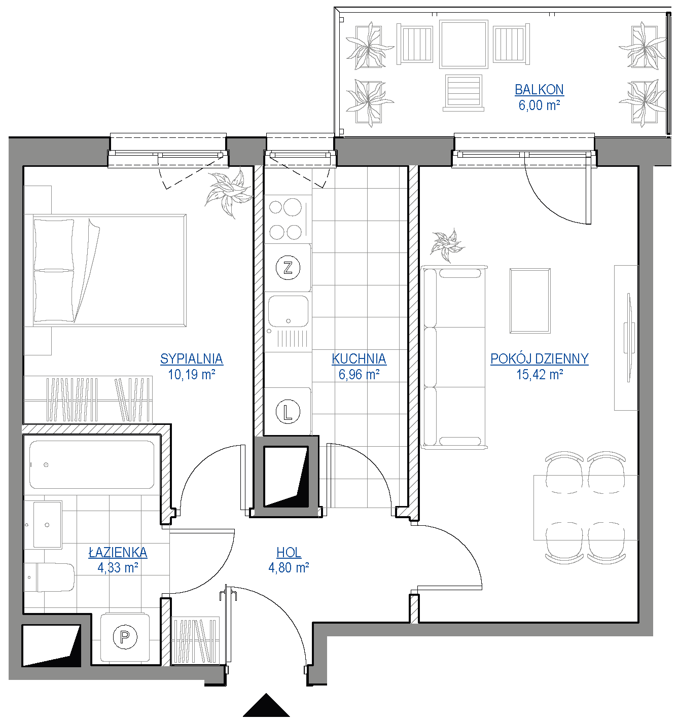 Plan 2 pok. 42m²