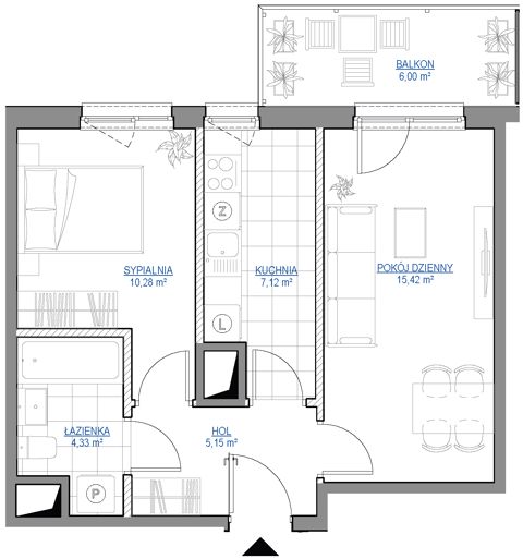 Plan 2 pok. 42m²