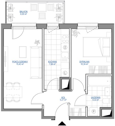 Plan 2 pok. 42m²