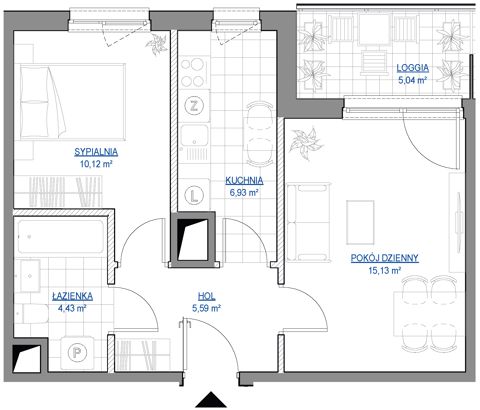Plan 2 pok. 42m²