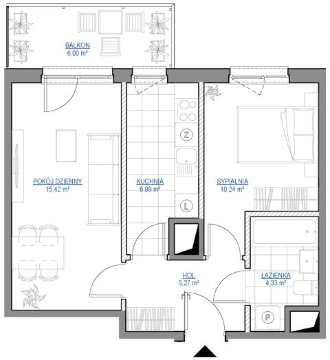 Plan 2 pok. 42m²