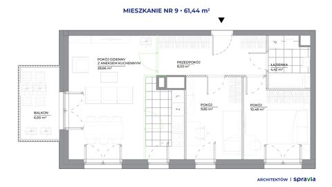 Plan 3 pok. 61m²