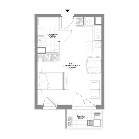 Plan 1 pok. 34m²