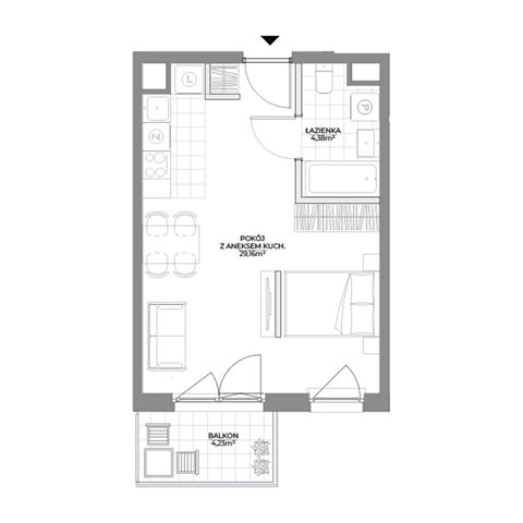 Plan 1 pok. 34m²