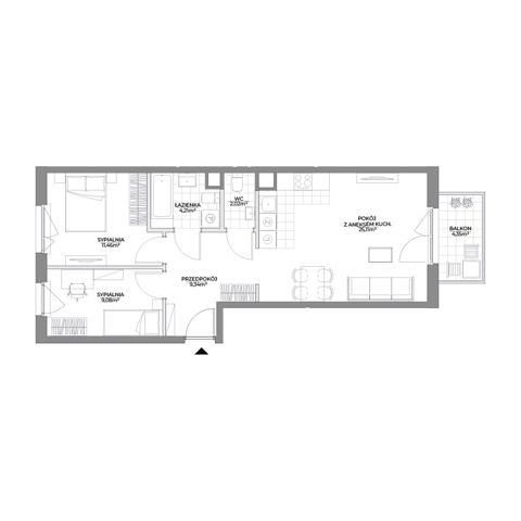 Plan 3 pok. 61m²