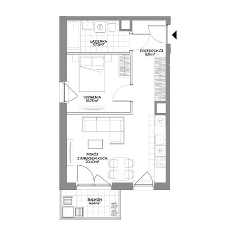 Plan 2 pok. 45m²