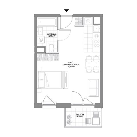 Plan 1 pok. 34m²