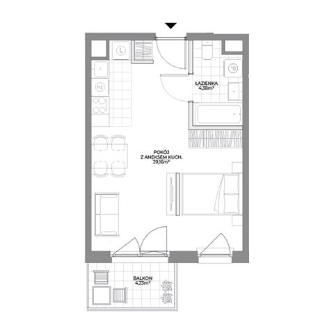 Plan 1 pok. 34m²
