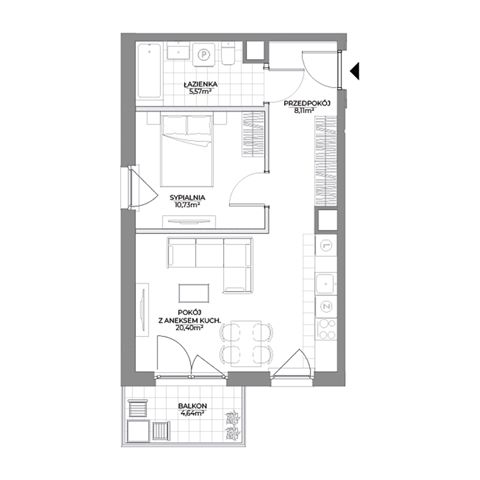 Plan 2 pok. 45m²