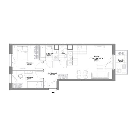 Plan 3 pok. 61m²