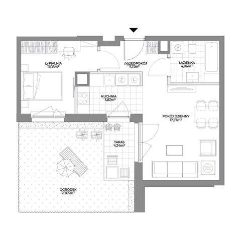 Plan 2 pok. 44m²