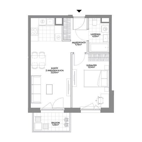 Plan 2 pok. 44m²