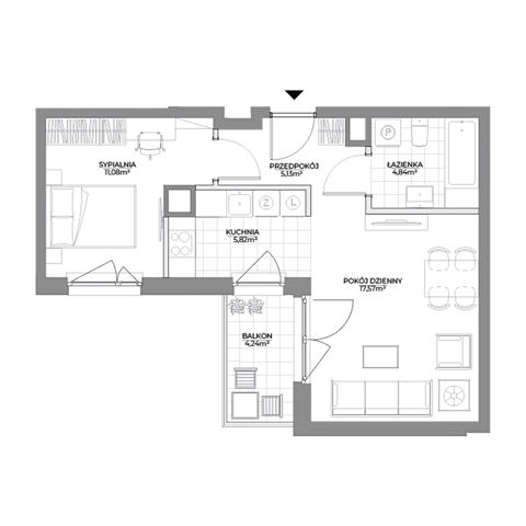 Plan 2 pok. 44m²