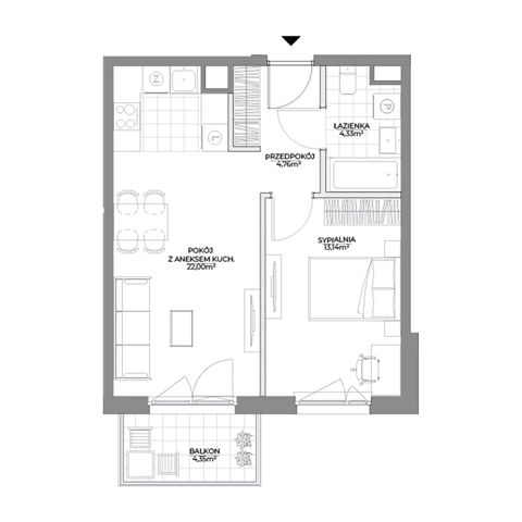 Plan 2 pok. 44m²