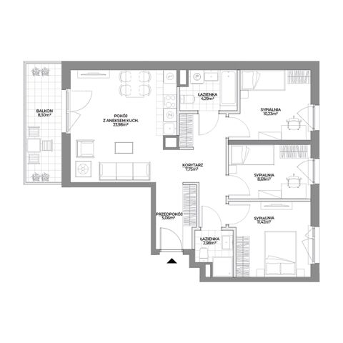 Plan 4 pok. 74m²