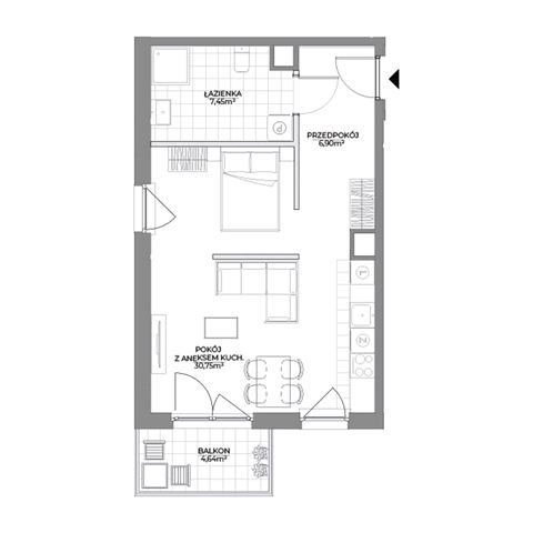 Plan 1 pok. 45m²