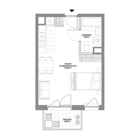 Plan 1 pok. 34m²