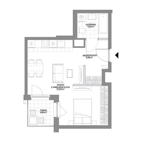 Plan 1 pok. 37m²