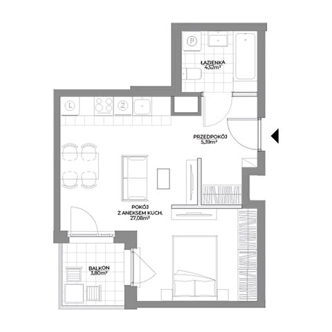 Plan 1 pok. 37m²