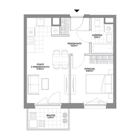 Plan 2 pok. 37m²