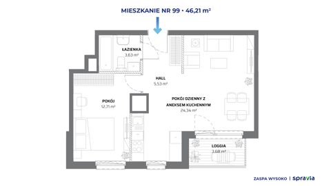 Plan 2 pok. 46m²