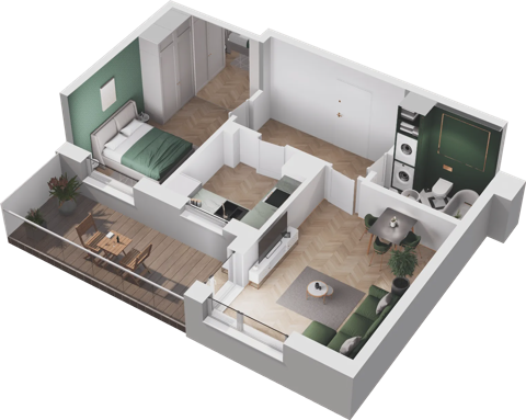 Plan 2 pok. 45m²