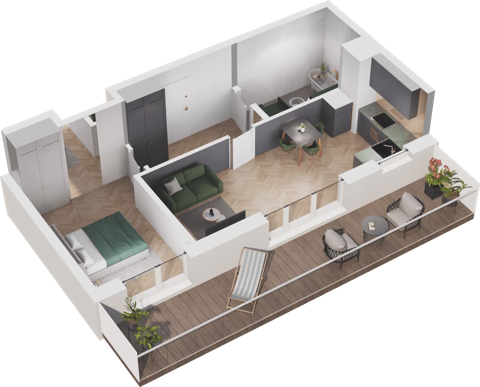 Plan 2 pok. 43m²