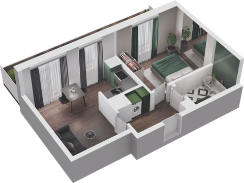 Plan 2 pok. 35m²