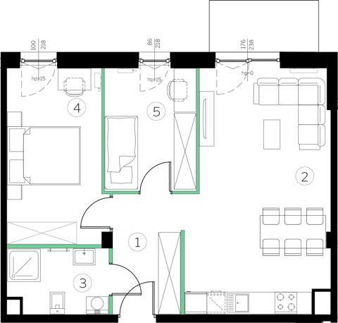 Plan 3 pok. 57m²