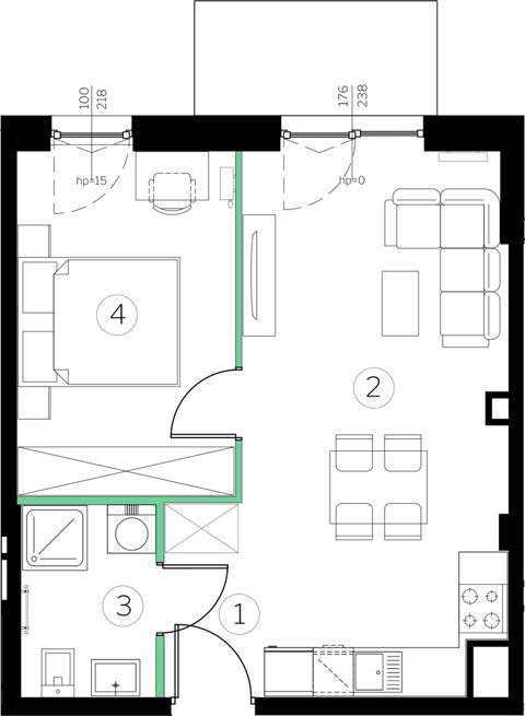 Plan 2 pok. 39m²
