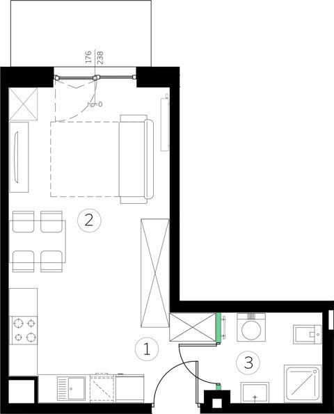 Plan 1 pok. 29m²