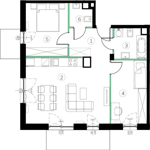 Plan 3 pok. 63m²