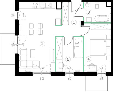 Plan 3 pok. 57m²