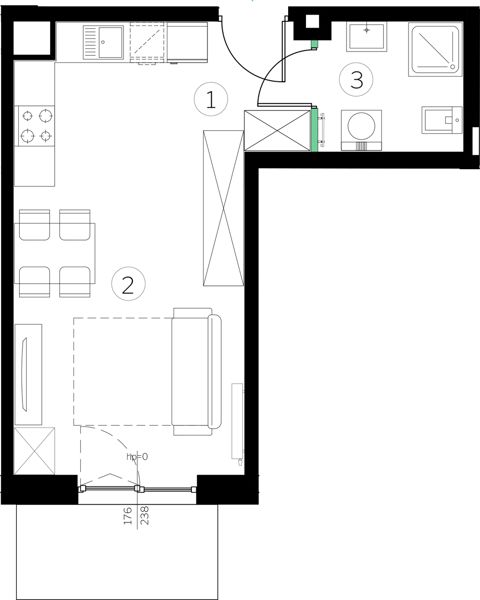 Plan 1 pok. 29m²