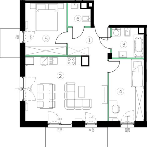 Plan 3 pok. 63m²
