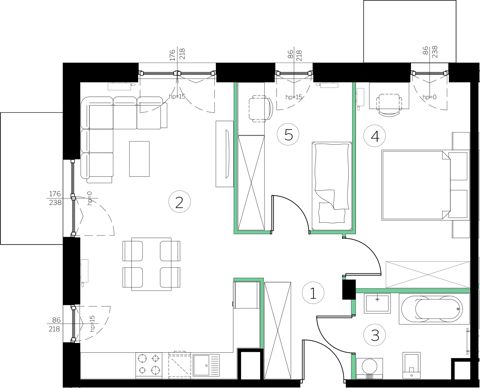 Plan 3 pok. 57m²
