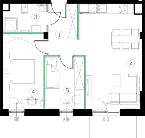 Plan 3 pok. 57m²