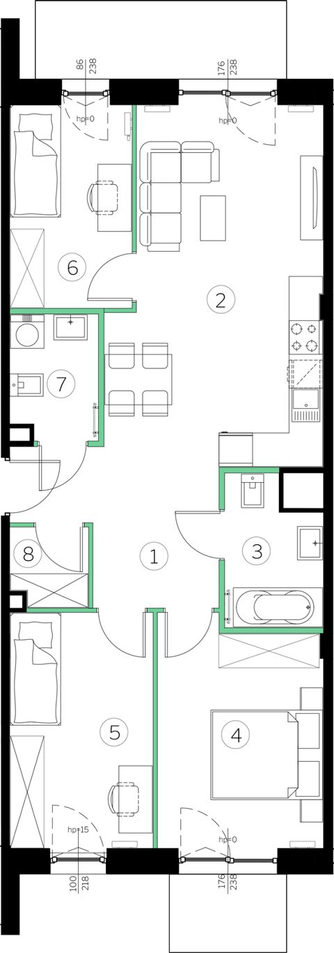 Plan 4 pok. 71m²