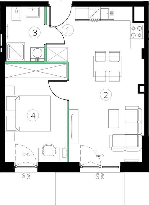 Plan 2 pok. 39m²