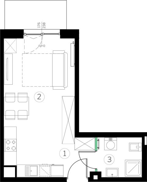 Plan 1 pok. 29m²