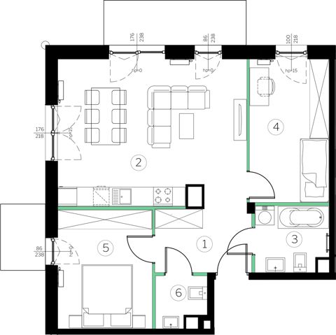 Plan 3 pok. 63m²