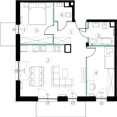 Plan 3 pok. 63m²
