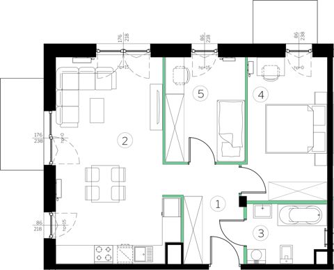 Plan 3 pok. 57m²