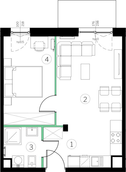 Plan 2 pok. 40m²