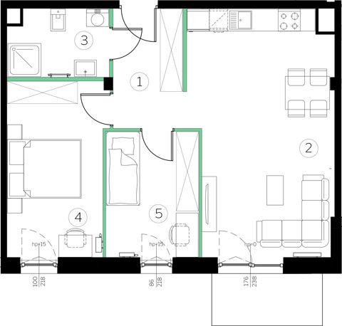 Plan 3 pok. 57m²