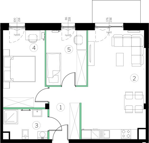 Plan 3 pok. 57m²