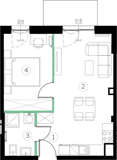 Plan 2 pok. 39m²