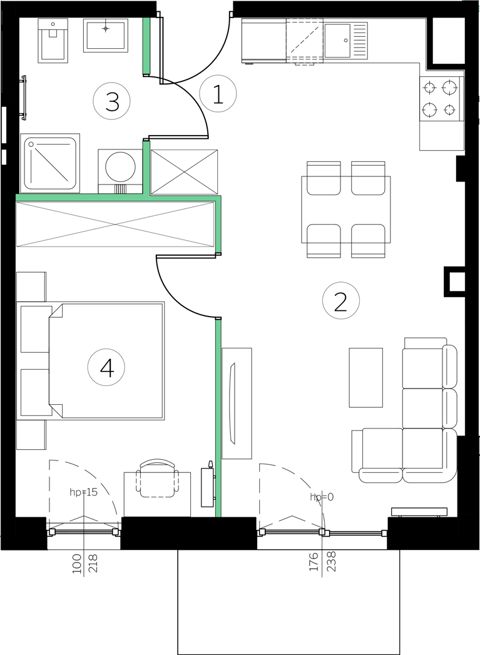 Plan 2 pok. 39m²