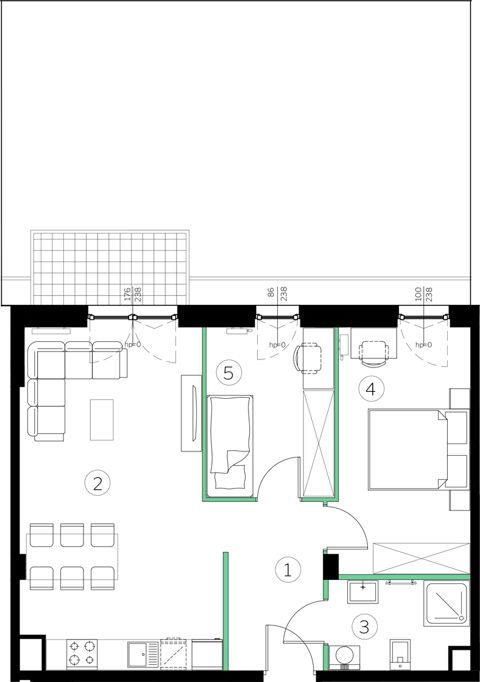 Plan 3 pok. 57m²
