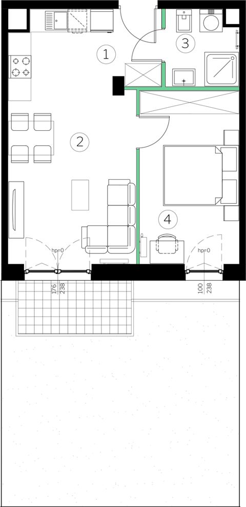 Plan 2 pok. 40m²